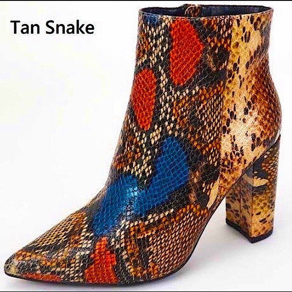 🆕🤎BAMBOO: Faux Snake Skin Colorful Booties SIZE 9
